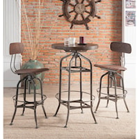 Industrial Pub Table Dining Set with 2 Chairs