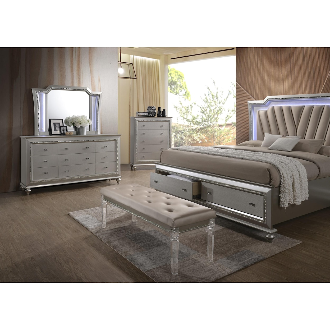 Acme Furniture Kaitlyn Eastern King Bed (LED HB)