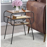 Industrial End Table with 2 Open Shelves