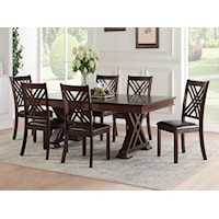 Transitional Dining Set with 6 Side Chairs