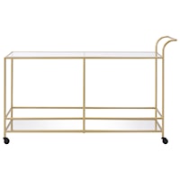 Glamorous Gold Serving Cart with Tempered Glass Top