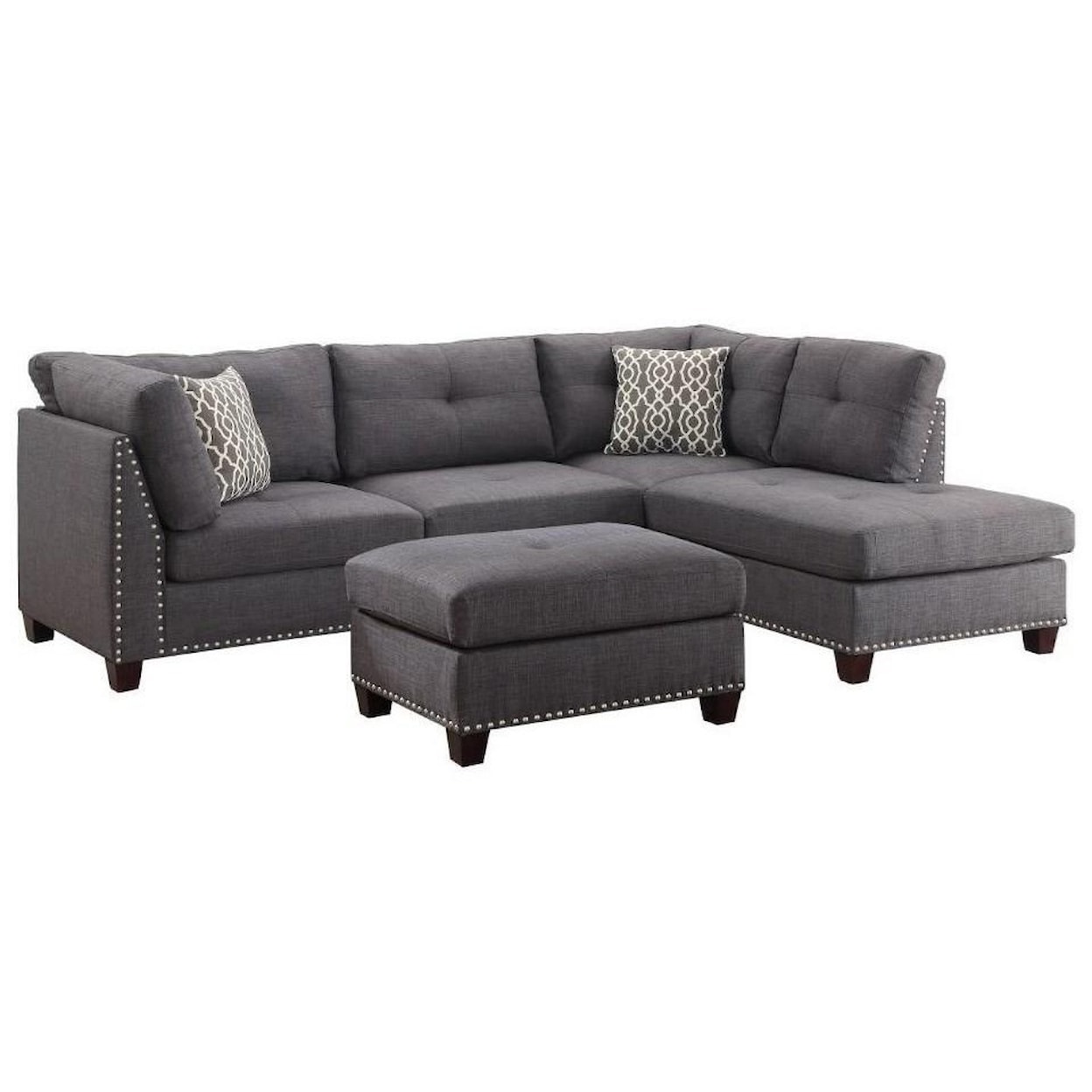 Acme Furniture Laurissa Sectional Sofa & Ottoman (2 Pillows)