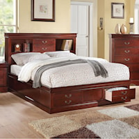 King Captain's Bed with Headboard and Footboard Storage