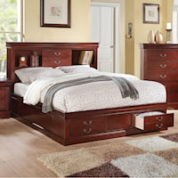 Queen Captain's Bed with Headboard and Footboard Storage