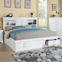 Queen Captain's Bed with Headboard and Footboard Storage