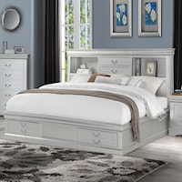 Queen Captain's Bed with Headboard and Footboard Storage