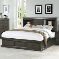 King Captain's Bed with Headboard and Footboard Storage