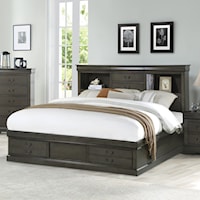 Queen Captain's Bed with Headboard and Footboard Storage