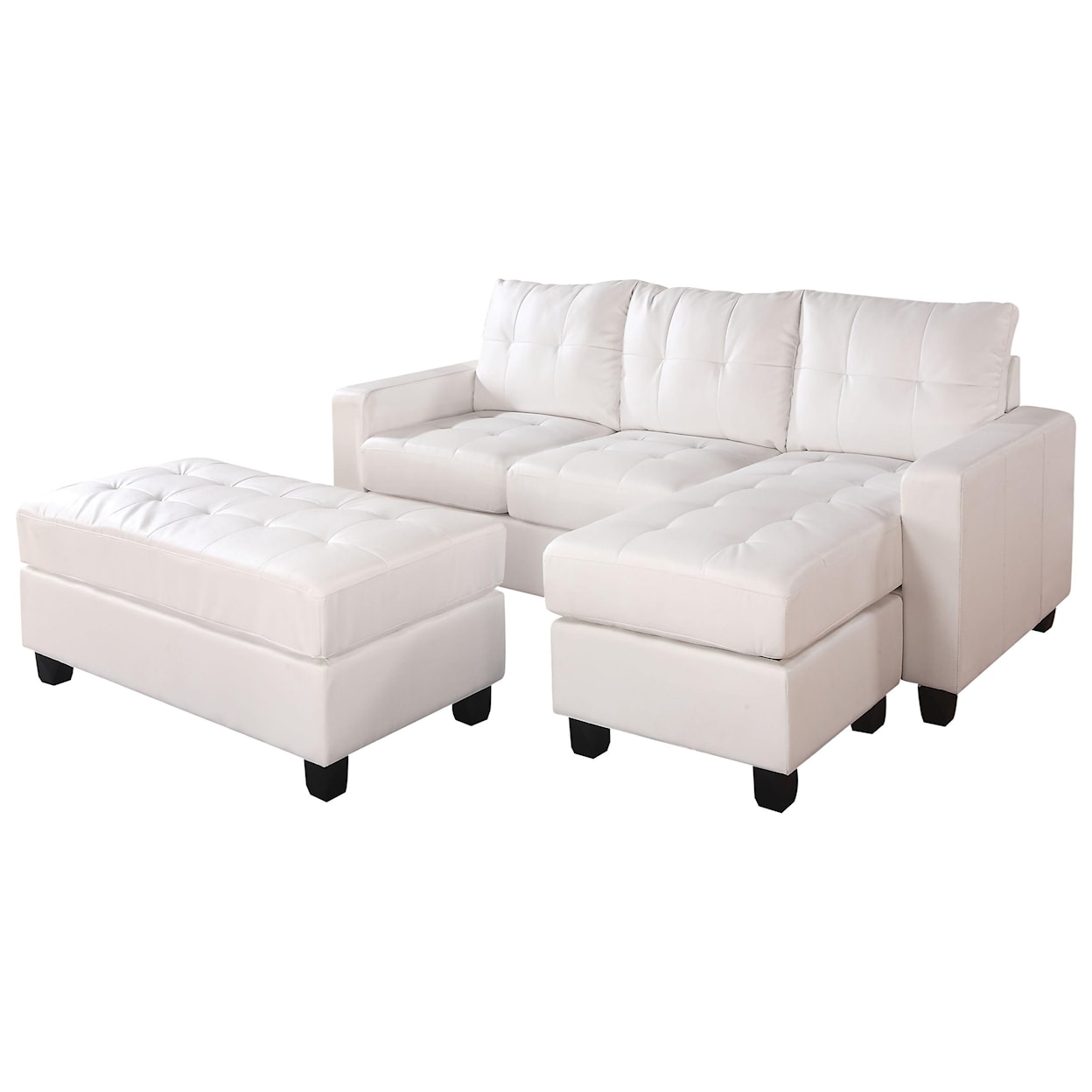 Acme Furniture Lyssa Sectional Sofa (Rev. Chaise) w/Ottoman