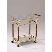 Gold Serving Cart W/ Clear Glass
