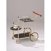 Gold Serving Cart W/ Black Glass
