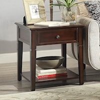 Transitional End Table with Drawer and Shelf