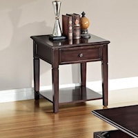 Transitional End Table with Drawer and Shelf