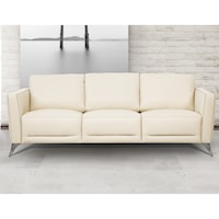 Contemporary Leather Sofa with Chrome Metal Legs