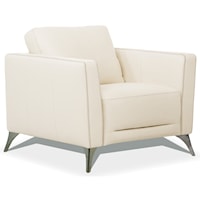 Contemporary Leather Chair with Chrome Metal Legs