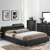 Contemporary King Bed W/ Built-in Nightstand