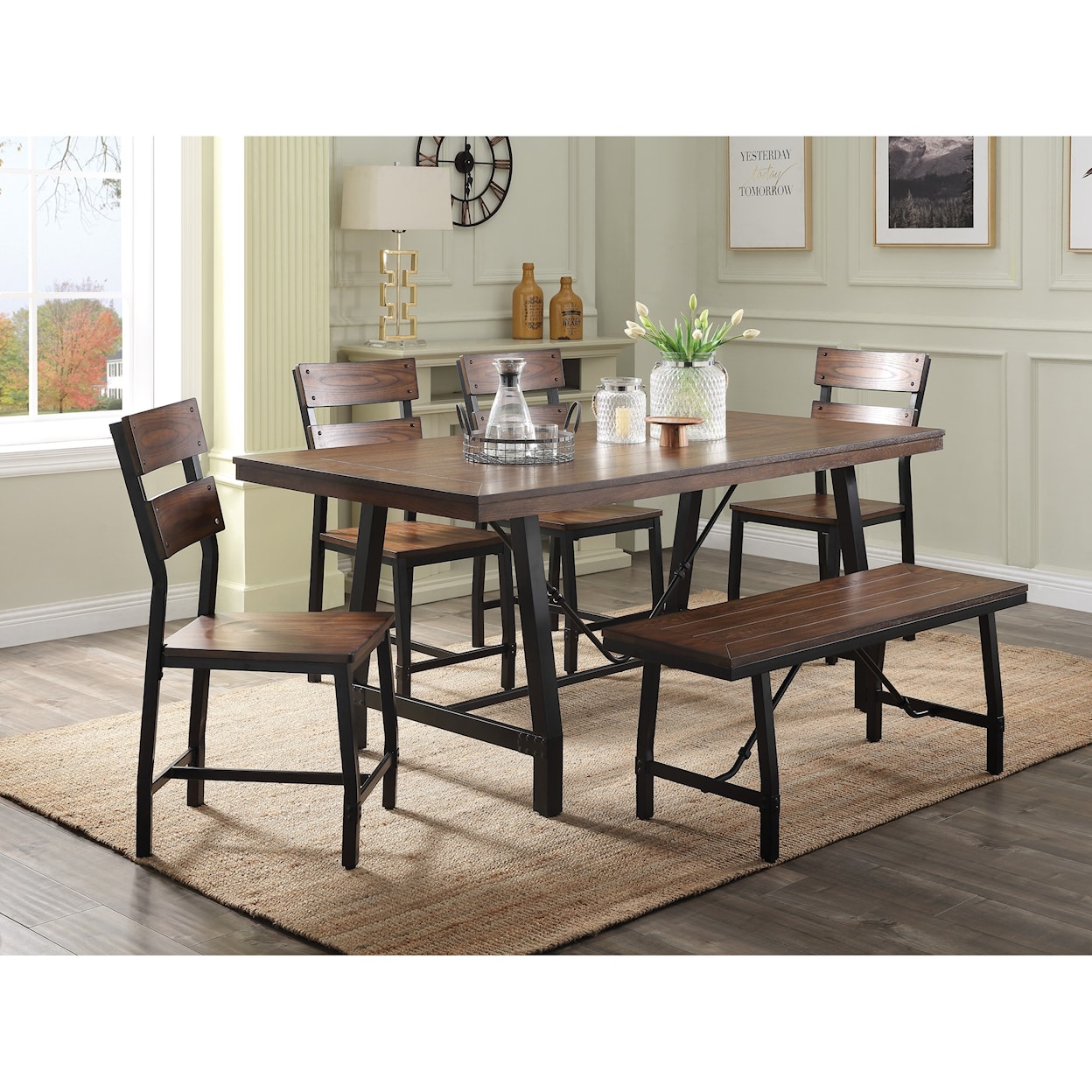 Acme Furniture Mariatu Table and Chair Set with Bench