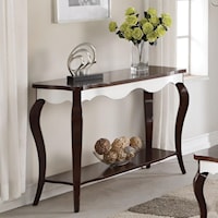 Transitional Two-Toned Sofa Table with Cabriole Legs