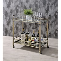 Antique Gold Finish and Clear Glass Serving Cart