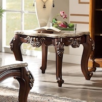 Traditional End Table with Marble Top