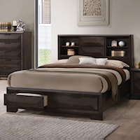 Transitional Queen Bookcase Bed with Storage