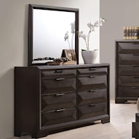 Transitional Dresser and Mirror Set with Felt-Lined Drawers