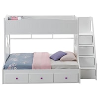 Twin Over Full Cottage Style Bunk Bed with Storage Ladder 