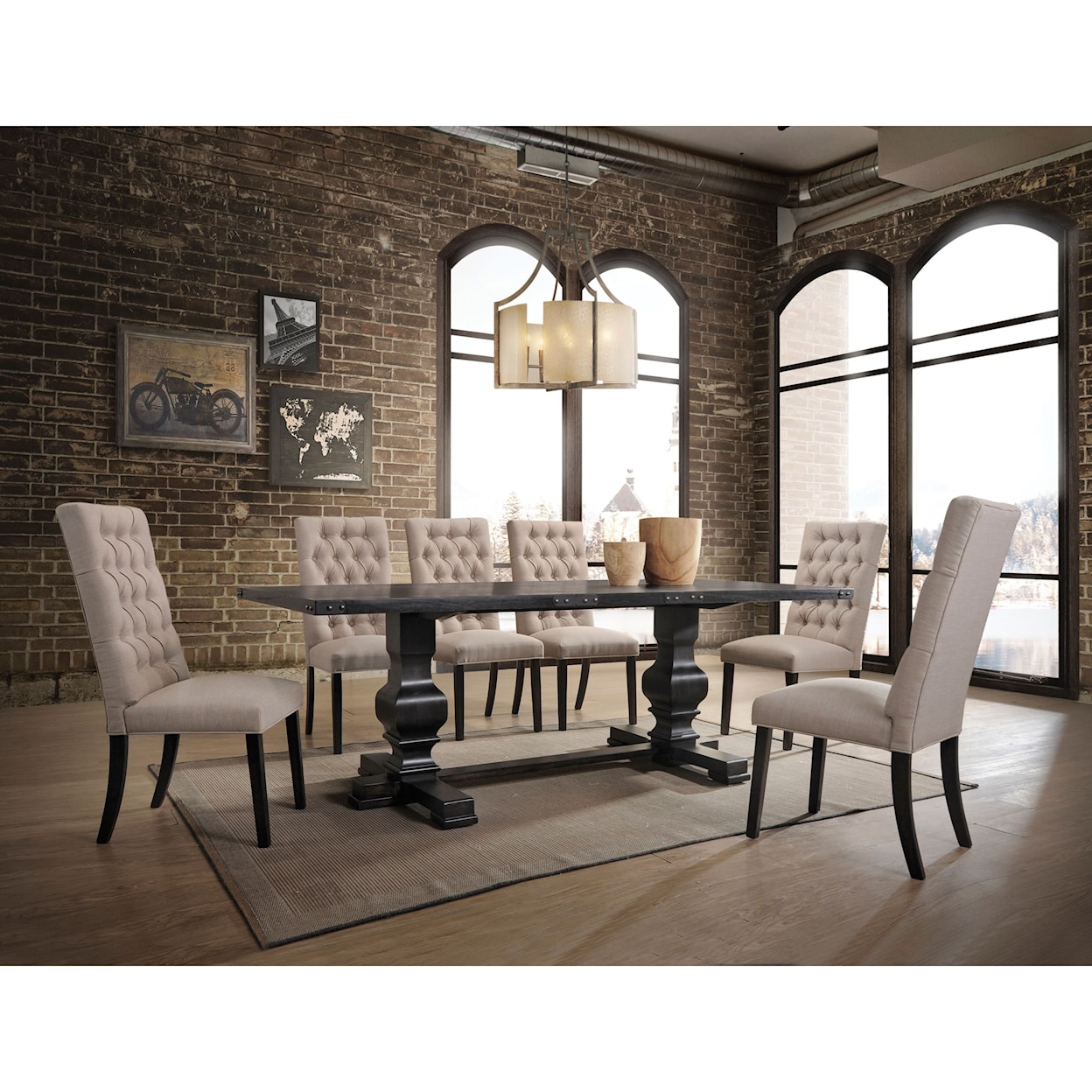 Acme Furniture Morland Dining Table Set with 6 Chairs