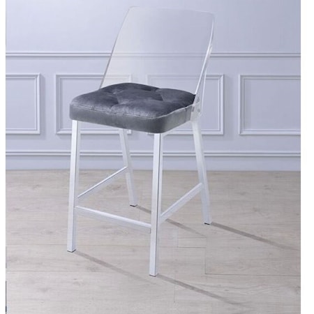 Contemporary Counter Height Chair with Clear Back
