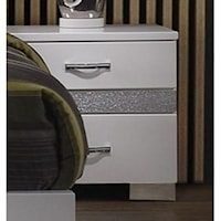 Contemporary 2-Drawer Nightstand with Sparkling Acrylic Panel