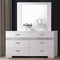 Contemporary 6-Drawer Dresser + Mirror Set