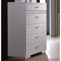 Contemporary 5-Drawer Chest with Sparkling Acrylic Panel