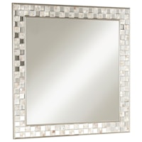 Glam Wall Mirror with Tile Pattern Frame