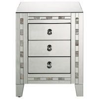 Glam Mirrored Accent Table with 3 Drawers