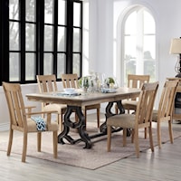 Transitional 7-Piece Trestle Table and Chair Set