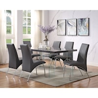 Contemporary Dining Set with 6 Chairs