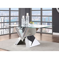 Glam Glass Top Dining Table with Faux Gem Insets