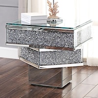 Glam End Table with Faux Diamond Inlays