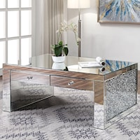 Glam 2-Drawer Coffee Table with Faux Diamond Inlay