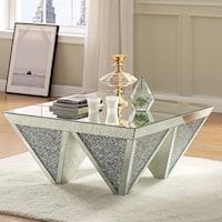 Glam Prism Coffee Table with Faux Diamond Inlays