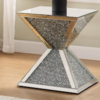 Glam Prim End Table with Faux Diamond Inlays