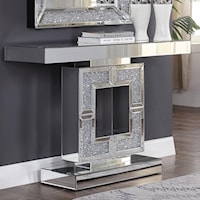 Glam Mirrored Console Table with Faux Diamond Inlay