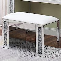 Glam Vanity Stool with Faux Crystal Inlay
