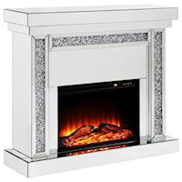 Glam Mirrored Fireplace with Faux Crystal Inlay