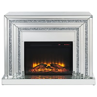 Glam Electric Fireplace with Mirrored Panels and Faux Crystals