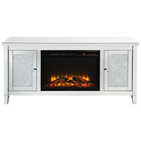 Glam TV Stand w/ Fireplace (LED) and Faux Crystals