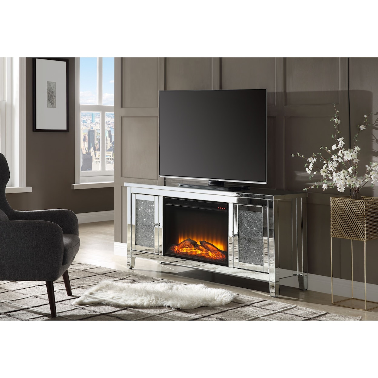 Acme Furniture Noralie TV Stand w/ Fireplace (LED)