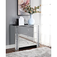 Glam Mirrored Console Table with Faux Gem Inlay