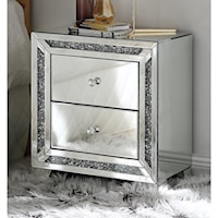 Glam 2-Drawer Nightstand with Faux Diamonds Inlay