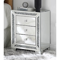 Glam 3-Drawer Nightstand with Faux Diamond Inlays